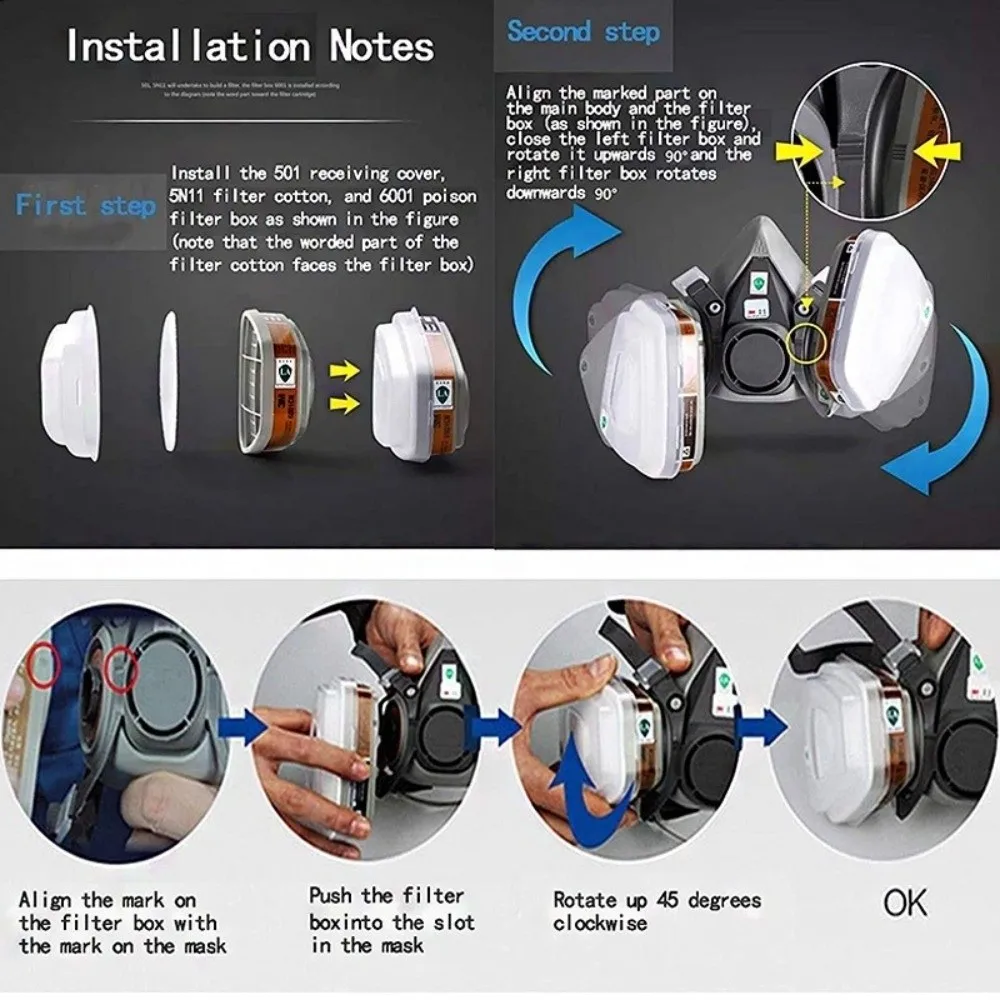 Reusable ‌Half-face Professional Respirator Protective Half Mask 6200 Gas Mask FFP3 Filter Respirator Industrial view 3