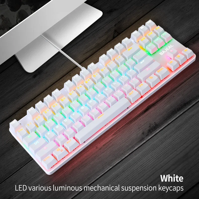 New Arrival K100 Mechanical 87 Keys Keyboard RGB Backlit White+ Pink Gaming Keyboard for Sales