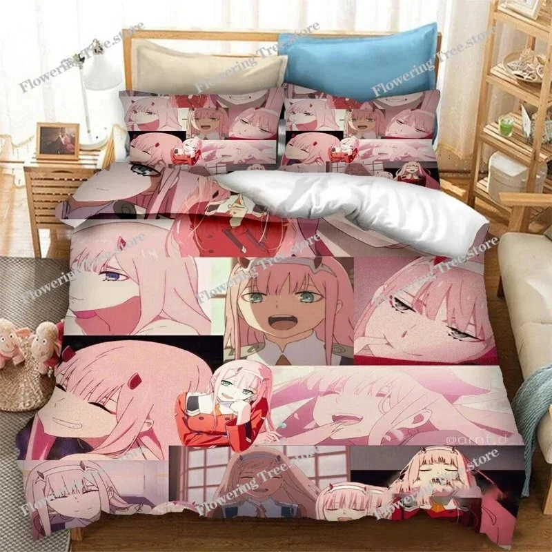 DARLING in The FRANXX Zero Two 02 Bedding Set Boys Girls Twin Queen Size Duvet Cover Pillowcase Bed Kids Adult