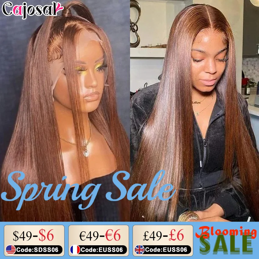 360 풀 HD 레이스 다크 브라운 200%, 스트레이트 웨이브 레미 인모, 13x6 HD 레이스 프론트 가발, 4x4 클로저 가발 접착제