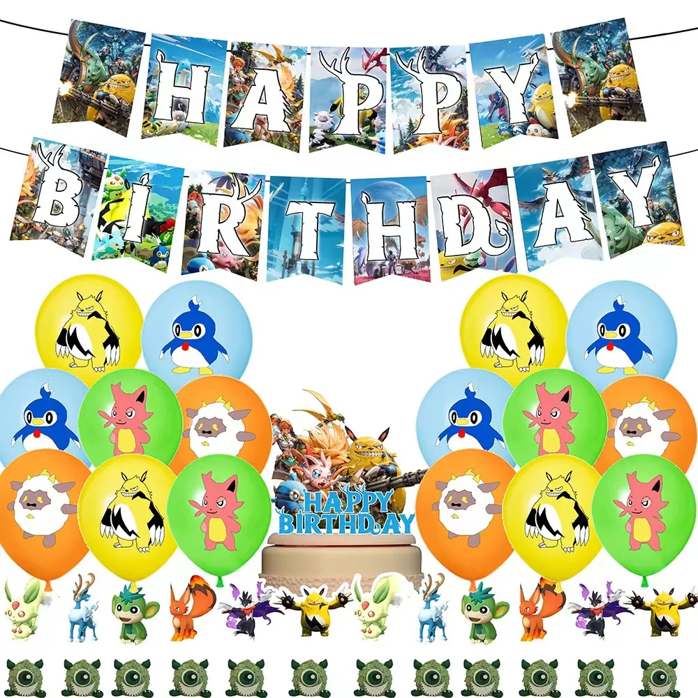 palworld Birthday Party Supplies Balloon Banner Tableware Cake Topper Party Decoration Baby Shower