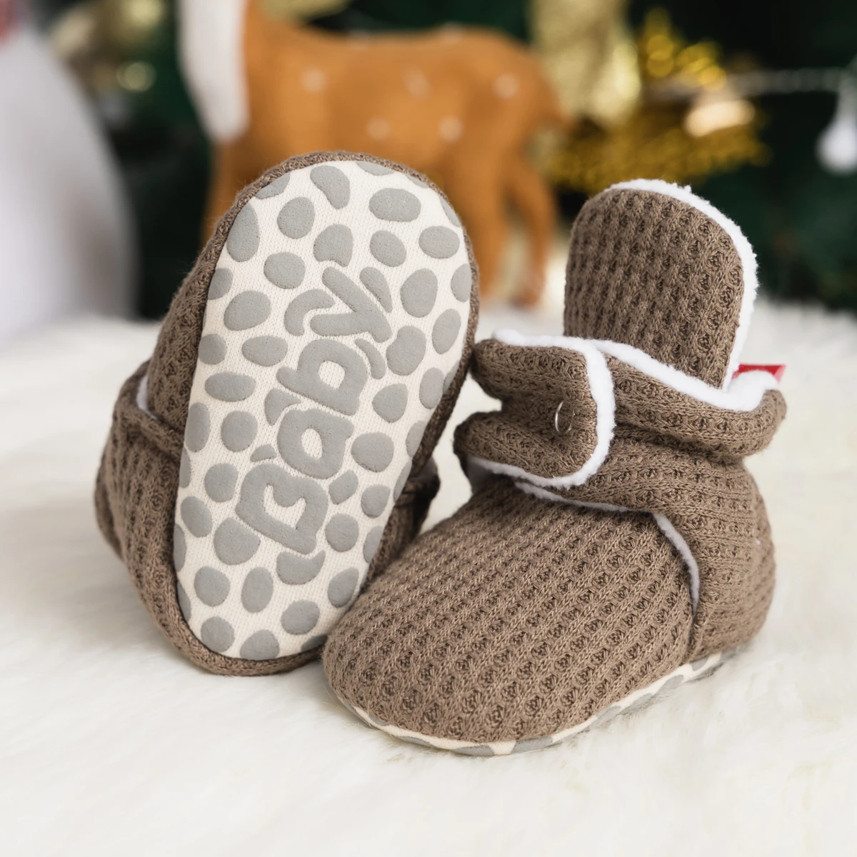 KIDSUN Newborn Warm Sock Shoes Toddler Boys Girls Cotton Winter Booties Non-Slip Soft Sole Slippers Socks Crib Shoes Snow Bootie
