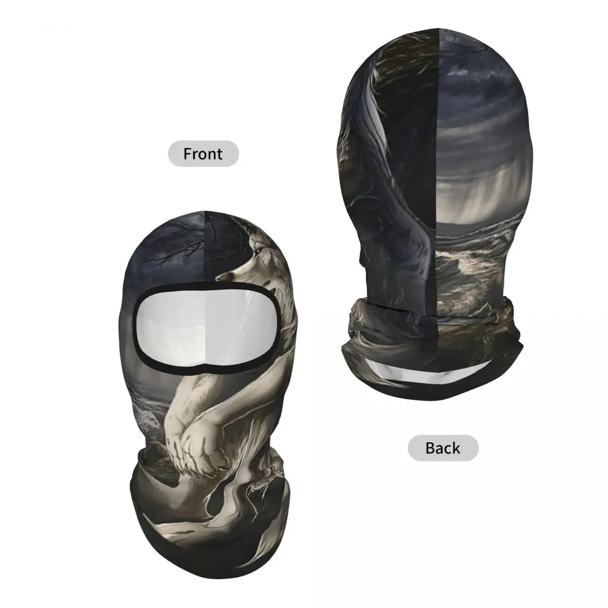 Emo White Wolf Sitting Sad Meme Breathable Balaclava Full Face Mask Sun Protection Neck Gaiter For Motorcycle Fishing Outdoor - view 2