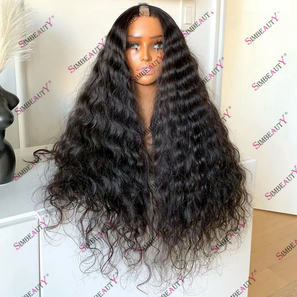 Super Long 30 Inches Virigin Human Hair U Part Wig for Black Women Loose Deep Wave V Part Wig 200 Density Indian Hair Cheap Wig