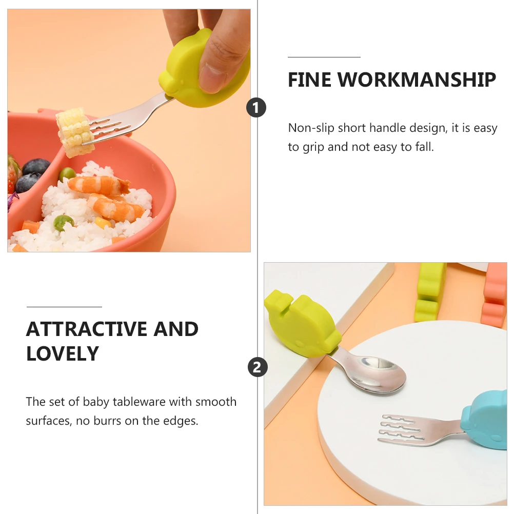 

1 set Tableware Set Infant Flatware Spoon Fork Toddler Learning Eating Tools Training Cutlery s Dinning Picnic
