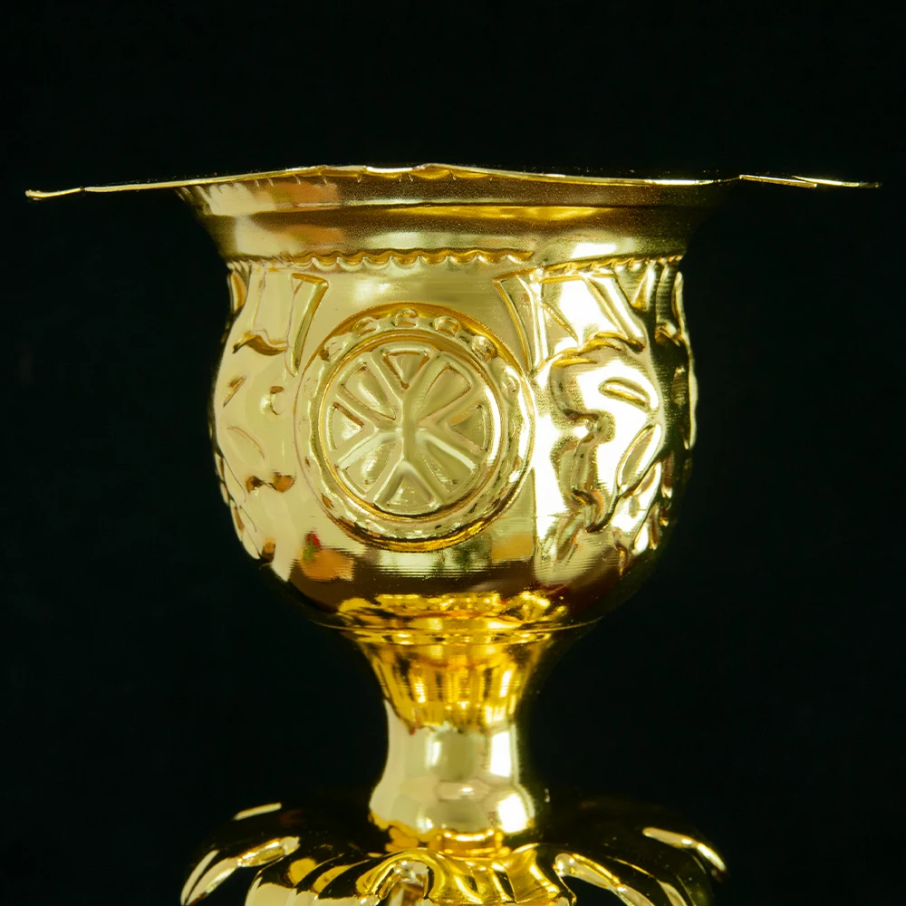 Russian Orthodox Candlestick 11.6In Gold-Plated Zinc Alloy Candlestick with Glass Gift for Pastor Church Family Prayer Corner image 4