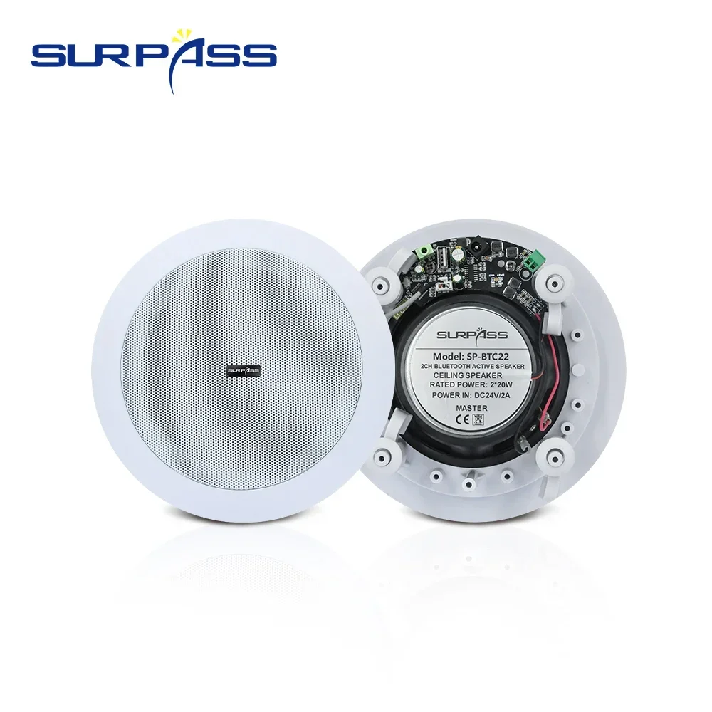 

5.25inch 20W Home Ceiling Bluetooth Speaker Built-in Class D Amplifier 2 Way In-ceiling Speaker System for Indoor Audio One Pair
