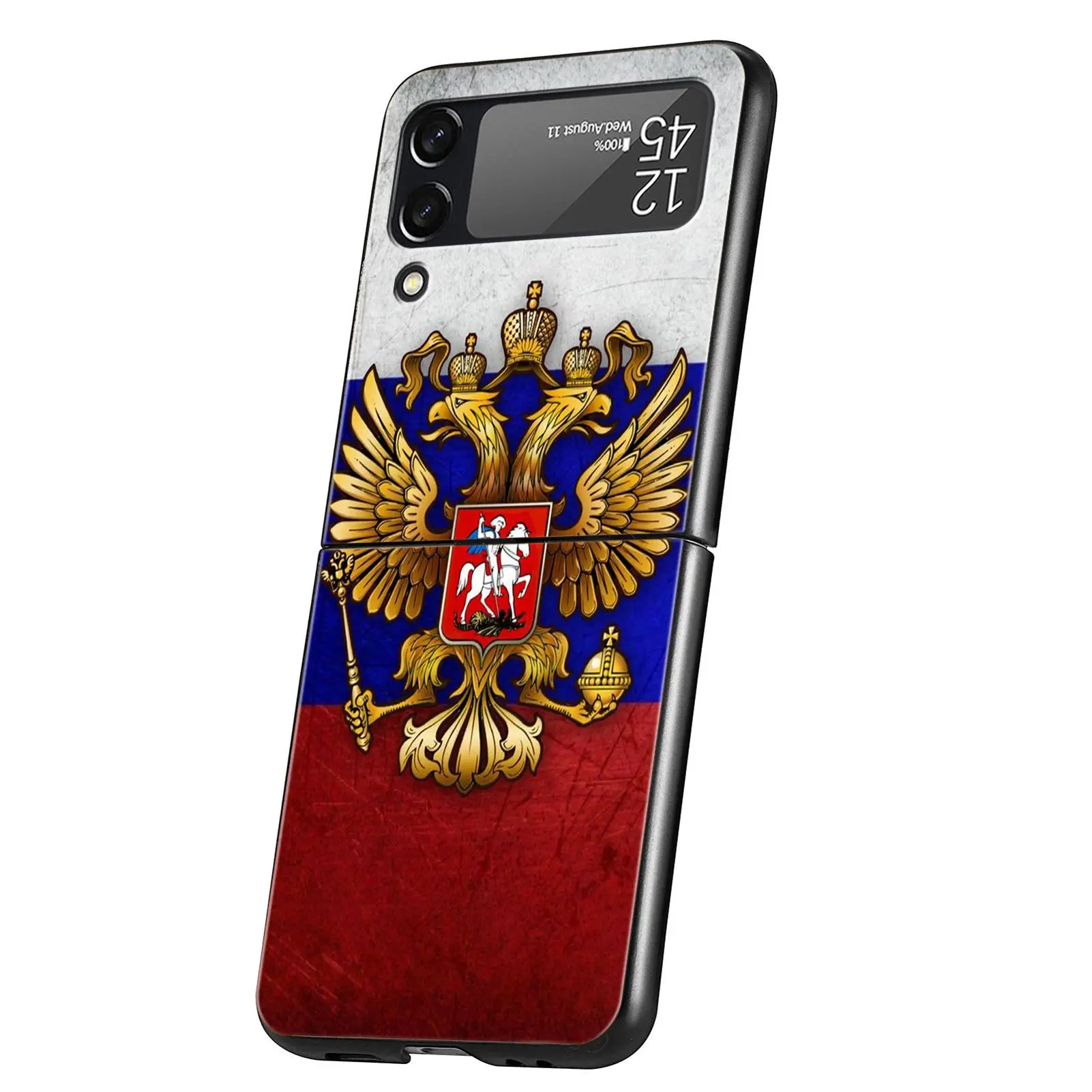 Z Flip 4 Telefoon Case Voor Samsung Galaxy Z Flip 3 5G ZFlip3 Flip3 Zflip Flip4 Black Hard Cover rusland Russische Vlaggen Embleem Shell