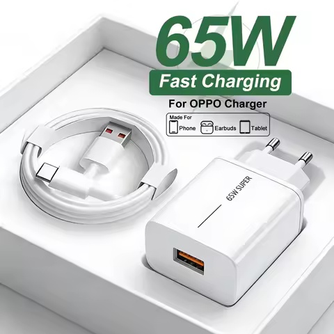 65W SuperVOOC USB Charger For OPPO Find X9 X8 Pro K13 Reno 12 Realme 15 OnePlus 13 13R Nord 5 Type C Cable Fast Charging Adapter