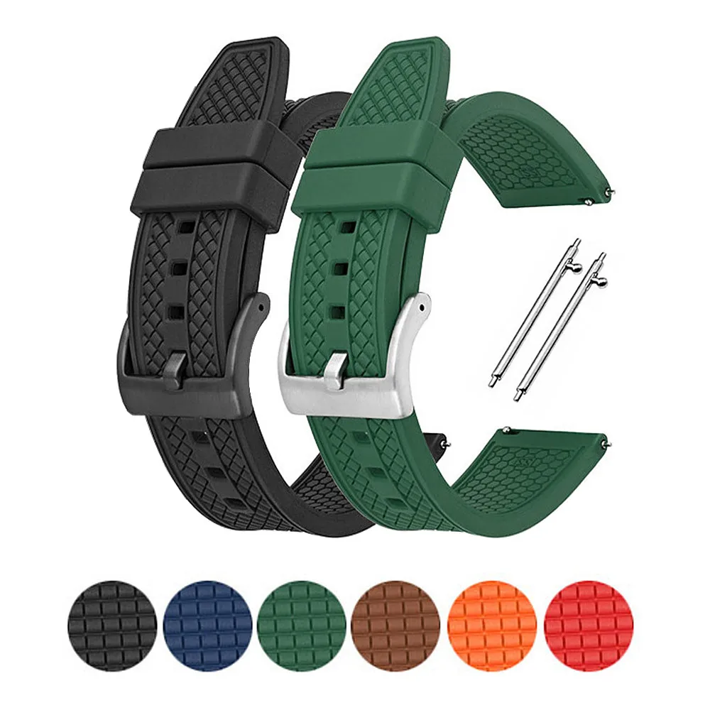 

Premium Fluorine Rubber Watch Band 18mm 20mm 22mm Waterproof Sports Silicone Rubber Strap Quick Release Universal Watchbands