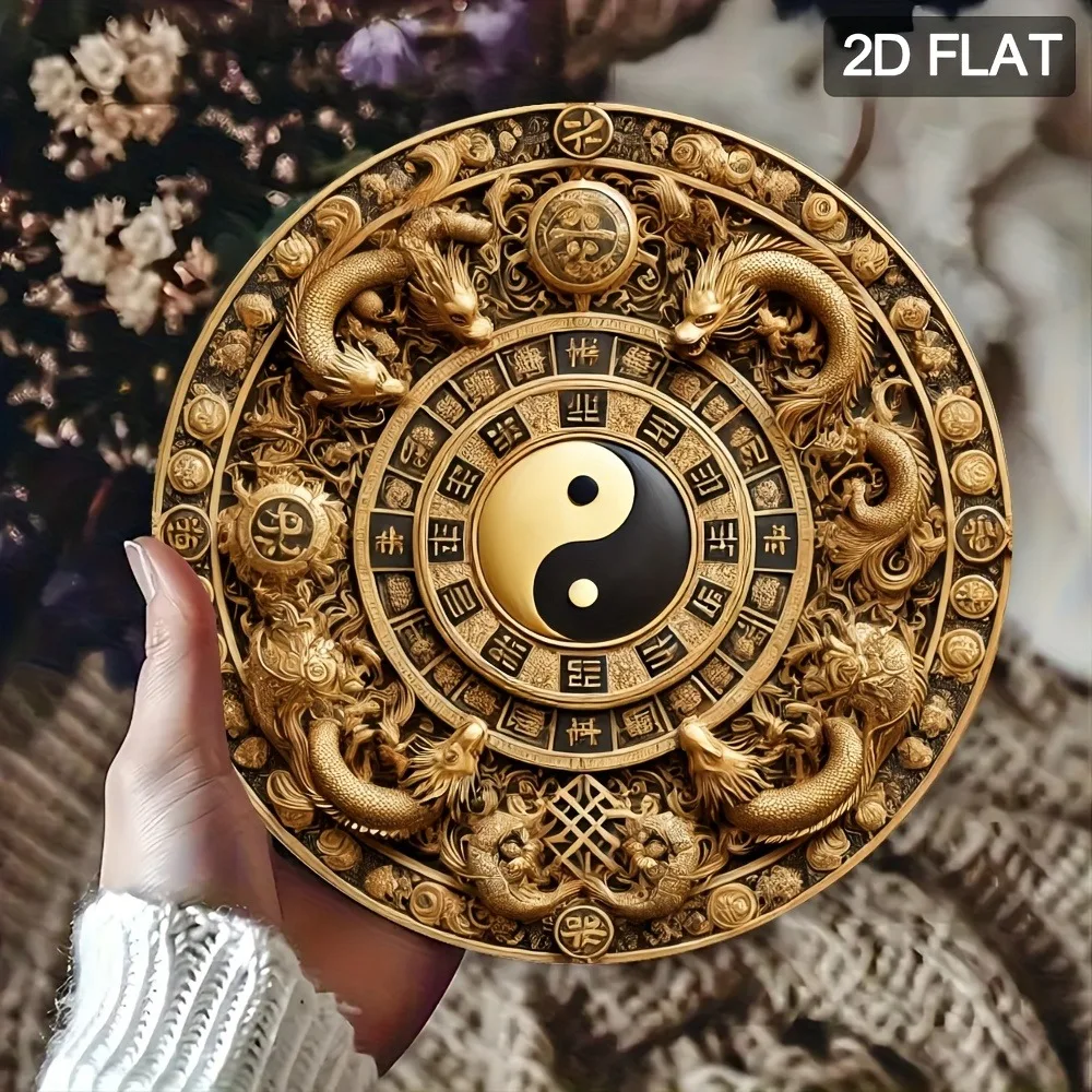 Vintage Prosperity Round Aluminum Wall Art 7.8x7.8in Waterproof Durable Decor For Home Farmhouse Porch Bedroom Room