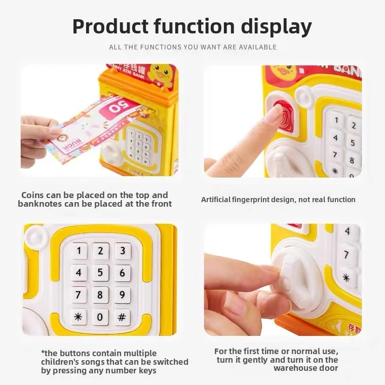 Children's Smart Mini Piggy Bank Voice Fingerprint Password Piggy Bank Boys and Girls Play House Toys