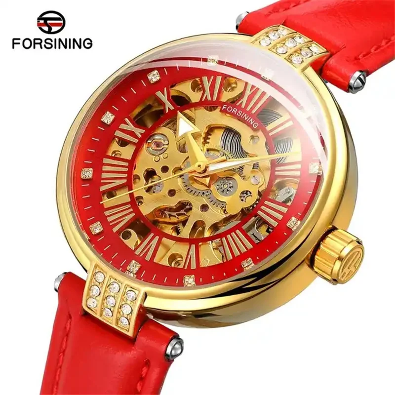 FORSINING 188A Women Female Watch Skeleton Automatic Ladies Elegant Dress Watches Lady Wristwatches Relogio Feminino Mechanical