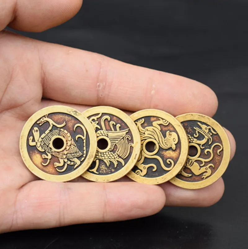 Antique Tai Chi Eight Trigrams Copper Coin Pendant Pendant Charm for Money Attraction House Pendant Green Dragon White Tiger Bro