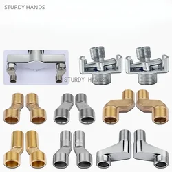 2PCS brass shower faucet mixing valve eccentric curved corner shower cold and hot water inlet conversion accessories
