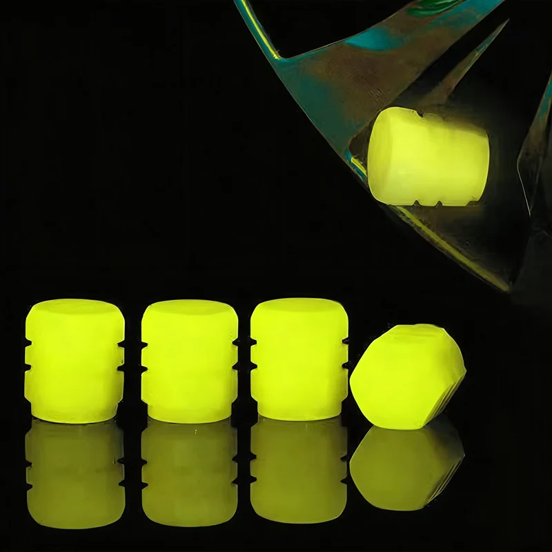 

4-Piece Fluorescent Glowing Valve Caps - Universal Stem Protectors for Cars, Motorcycles & Bicycles