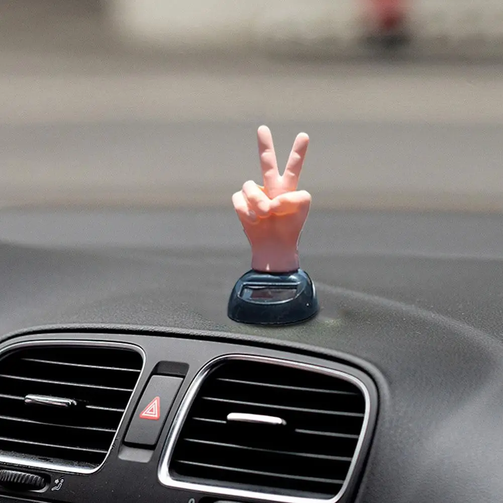 New Hot Sale Creative Solar Finger Yes Sensor Swing Quality Interior Accessories Car Head Decoration Styling High Shaking T3E4