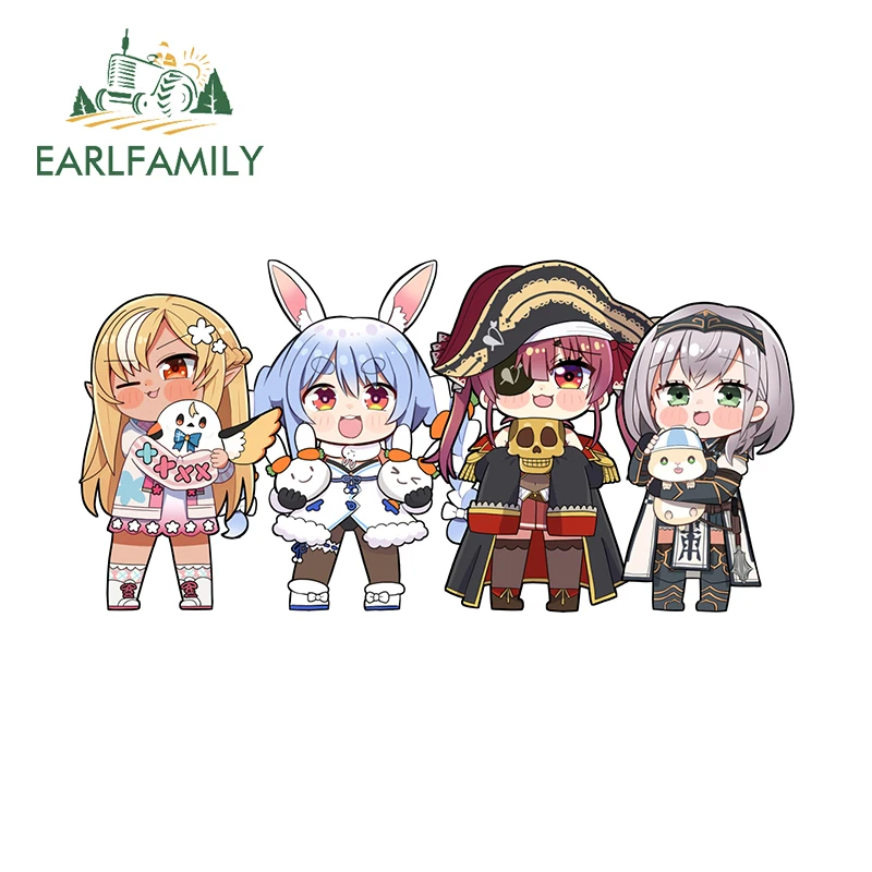EARLFAMILY 13cm × 6.4cm Hololive Image Cute Car Stickers Lovely Girl Amusing Cartoon Graffiti Decals Waterproof Car Accessories