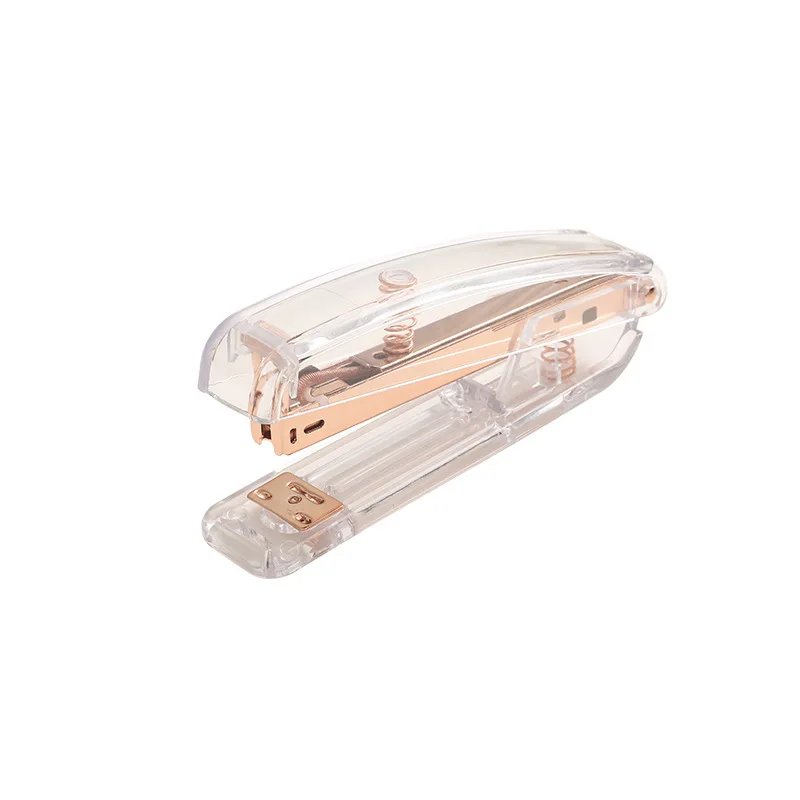 Rose gold stapler Office student fashion transparent stapler labor saving light luxury office supplies