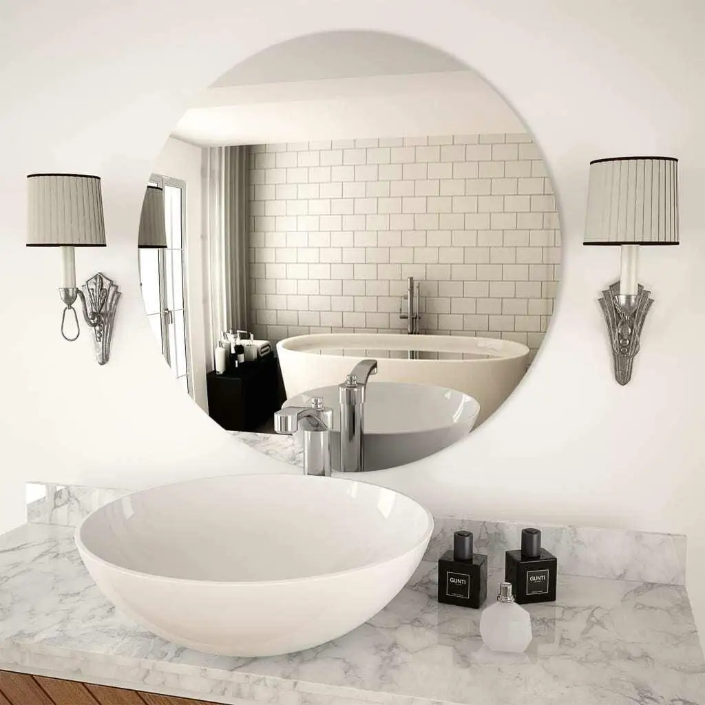 

27.6-Inch Round Glass Wall Mirror - Stylish Home Decor, Modern Design for Living Room & Bedroom