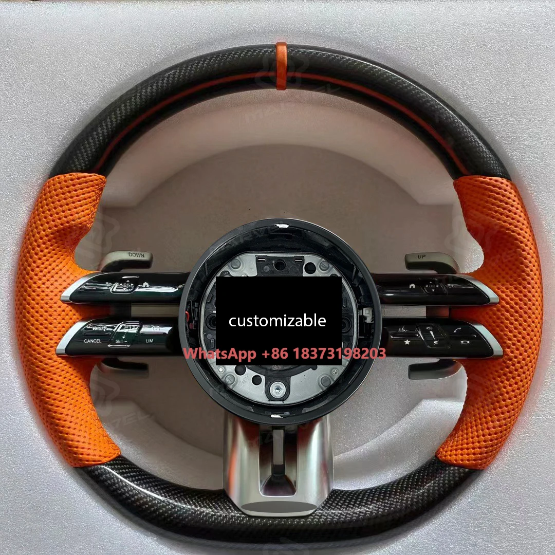 

High Luxury Carbon Fiber Orange Perforated Leather Steering Wheel Suitable for Mercedes Benz Babos AMG GT W204 W213 W212 W176