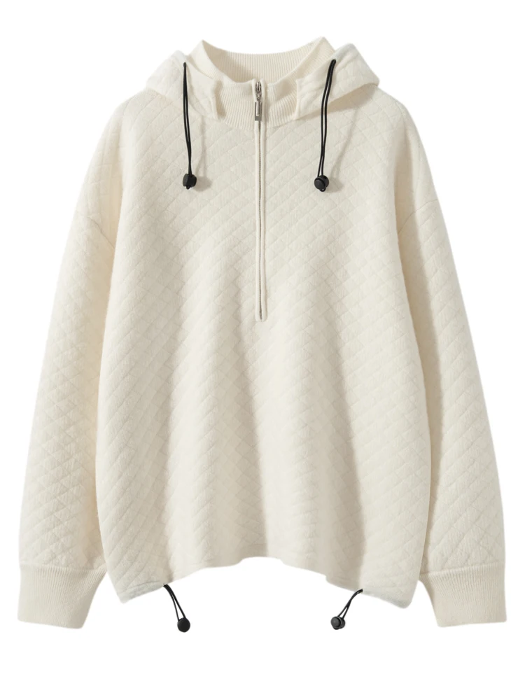 여성 후드 풀오버 두꺼운 스웨터 가을 겨울 100% 캐시미어 니트 고품질 긴 소매 캐주얼 스타일 의류상의