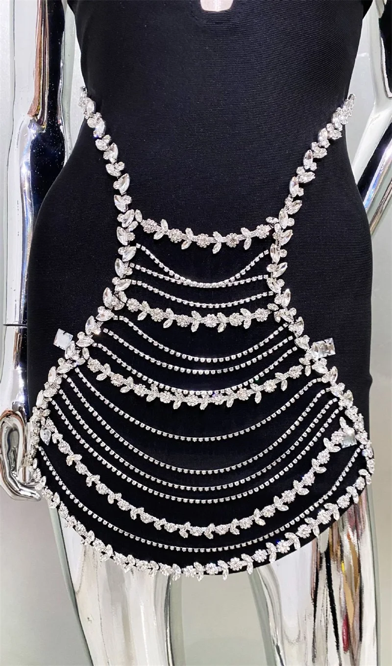 Robe de bal noire à bandes pour femmes, avec collier et cristaux, Sexy, sans manches, courte, Mini Robe de soirée de Banquet, Robe formelle d'anniversaire