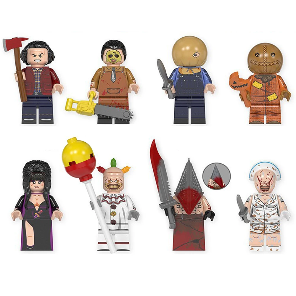 New Halloween Classic Horror Character Building Blocks Pyramid Head Jack Torrance Compact Exquisite Bricks Toy Figura Kid Gift