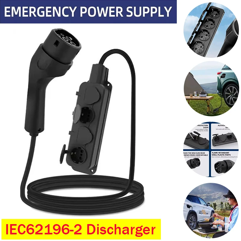 

MOBIDEA Electric Car Side Discharge Plug EV Type 2 16A Charger Cable with EU Socket for Outdoor Power Station Portable EV Charge