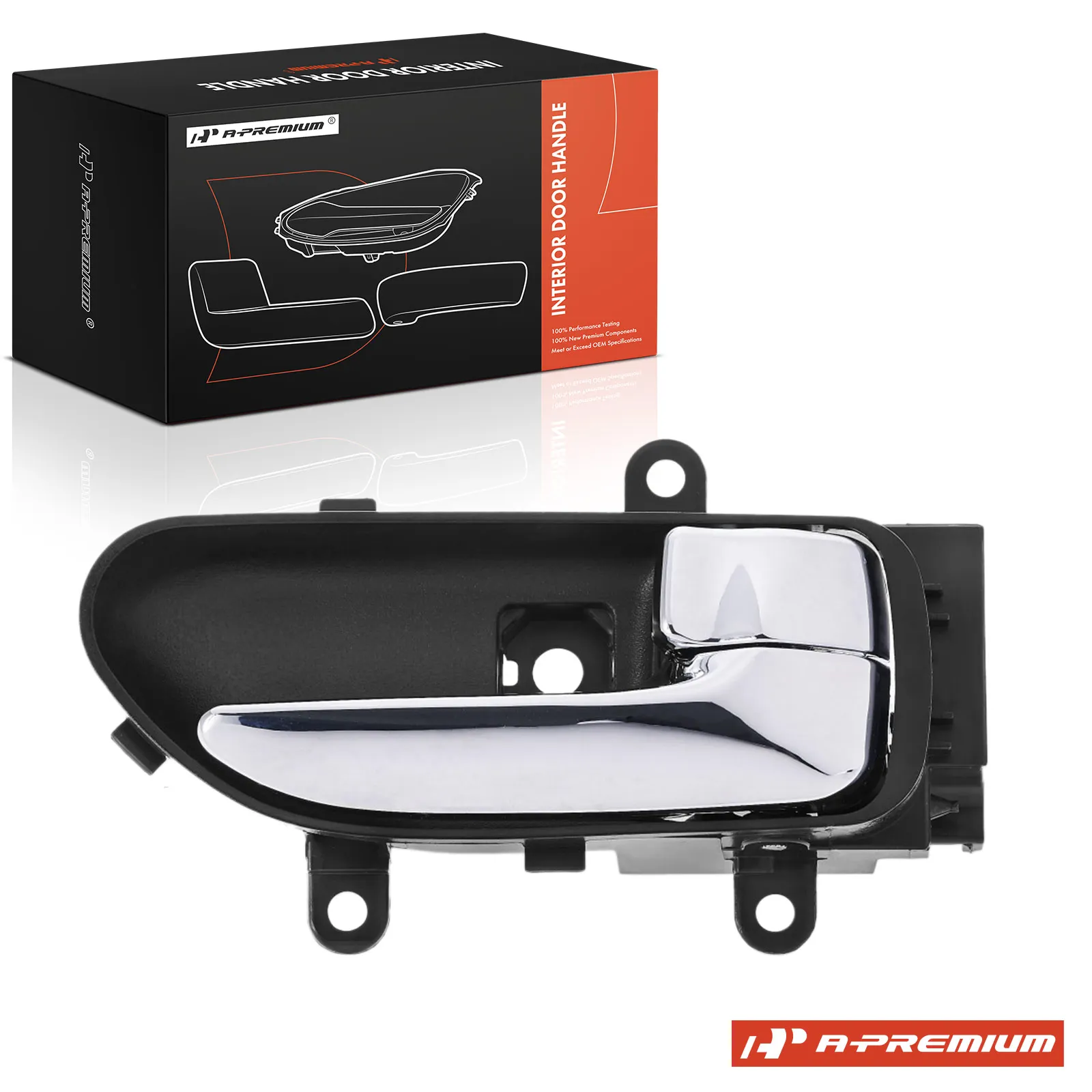 A-Premium Passenger Side Chrome & Black Interior Door Handle for Nissan Rogue 2008-2013 Rogue Select 2014-2015