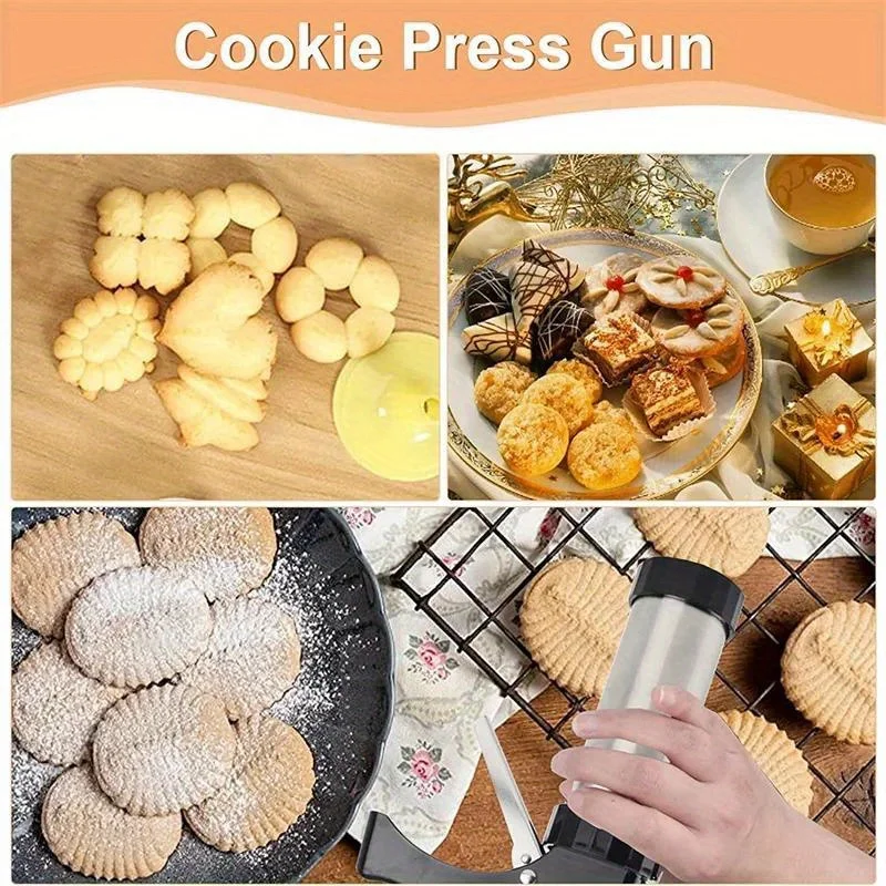 

Stainless Steel Cake Cream Decorating Gun Sets Cookie Making Machine Nozzles Mold Pastry Syringe Extruder Kitchen Baking Tools