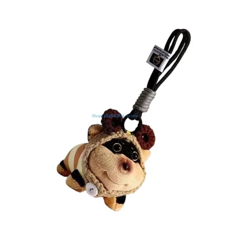 N7YF Honeybee Themed Puppy Plush Keychain Lovely Animal Hanging Ornament Pendant