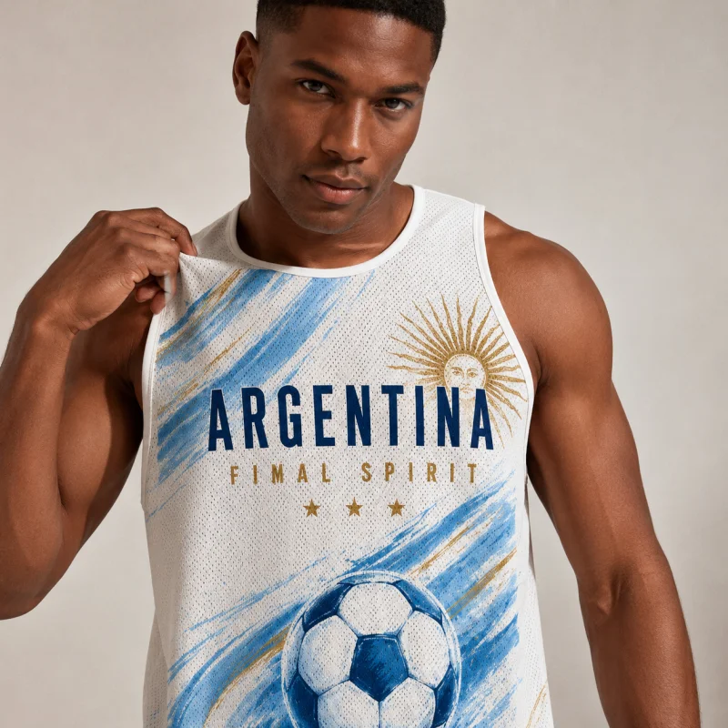 Men Soccer Tank Top Argentina Graphic Sleeveless Vest Summer Muscle Shirt Casual Gym Beach Fan Streetwear Workout Top