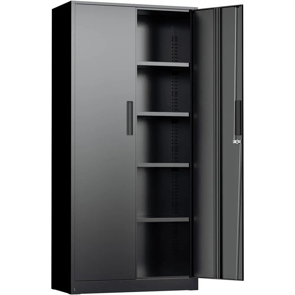 72 Tall Steel Storage Cabinet with Lock, 2 Doors & 4 Adjustable Shelves for Home, Office, Garage, and Warehouse