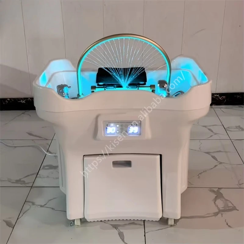

Beauty Salon Portable Shampoo Basin with Water Circulation and Double Water tank Dual-function Head Therapy Bowl