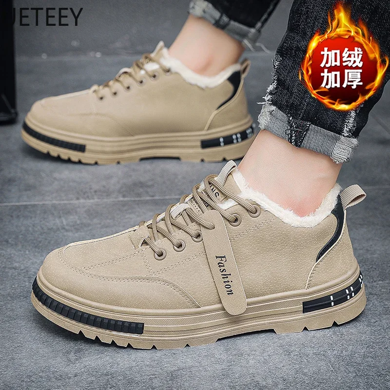 Safety Boots Man Winter Boot Keep Warm Velvet Thickening Trendy All-match Popular Model UETEEY Personality Hard-wearing Shoes