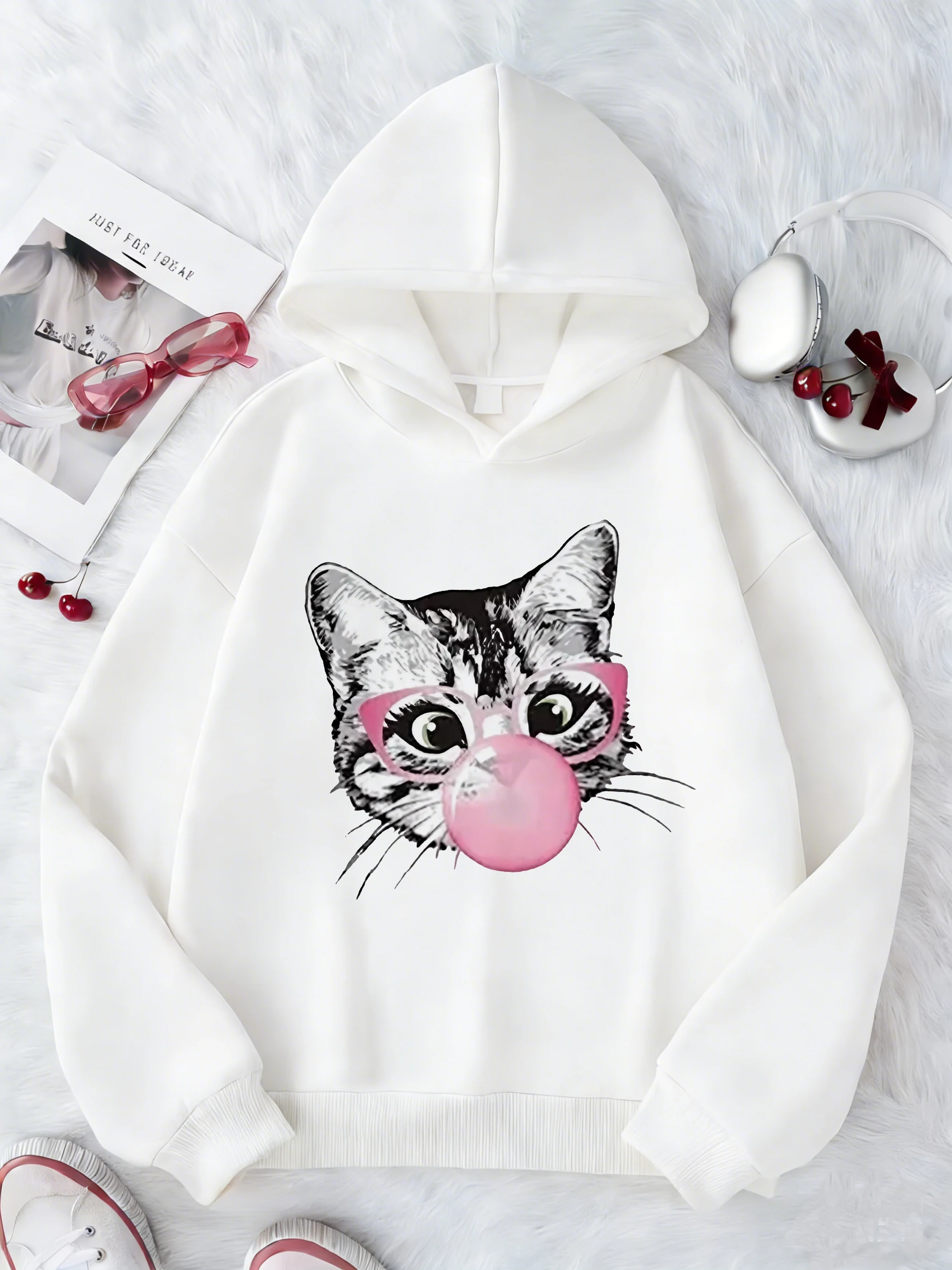 Kawaii Tiger with Gum Design Hoodie Kids Cat Children's Sweatshirt Harajuku Hoody for Boys Girls Autumn Winter Casual Hoodies