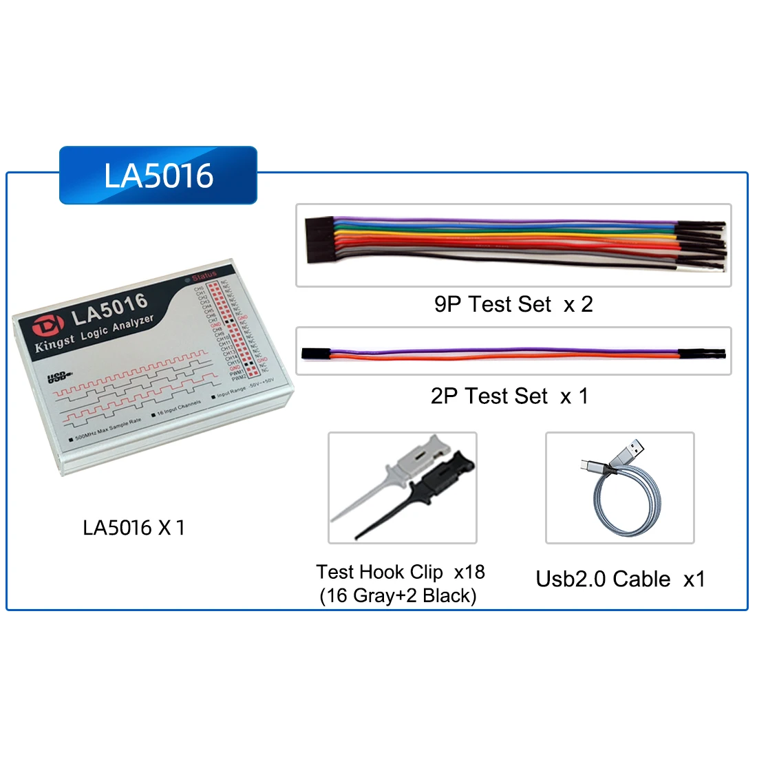 Picture 3: Kingst LA5016 USB Logic Analyzer 500M max sample rate,16Channels,10B samples, MCU,ARM,FPGA debug tool, English software
