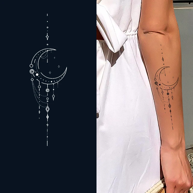 

1pc Simple Line Star Moon Waterproof Temporary Tattoos for Women Men Herbal Juice Tattoo Body Art Tatoo sticker Tatuagem 타투스티커