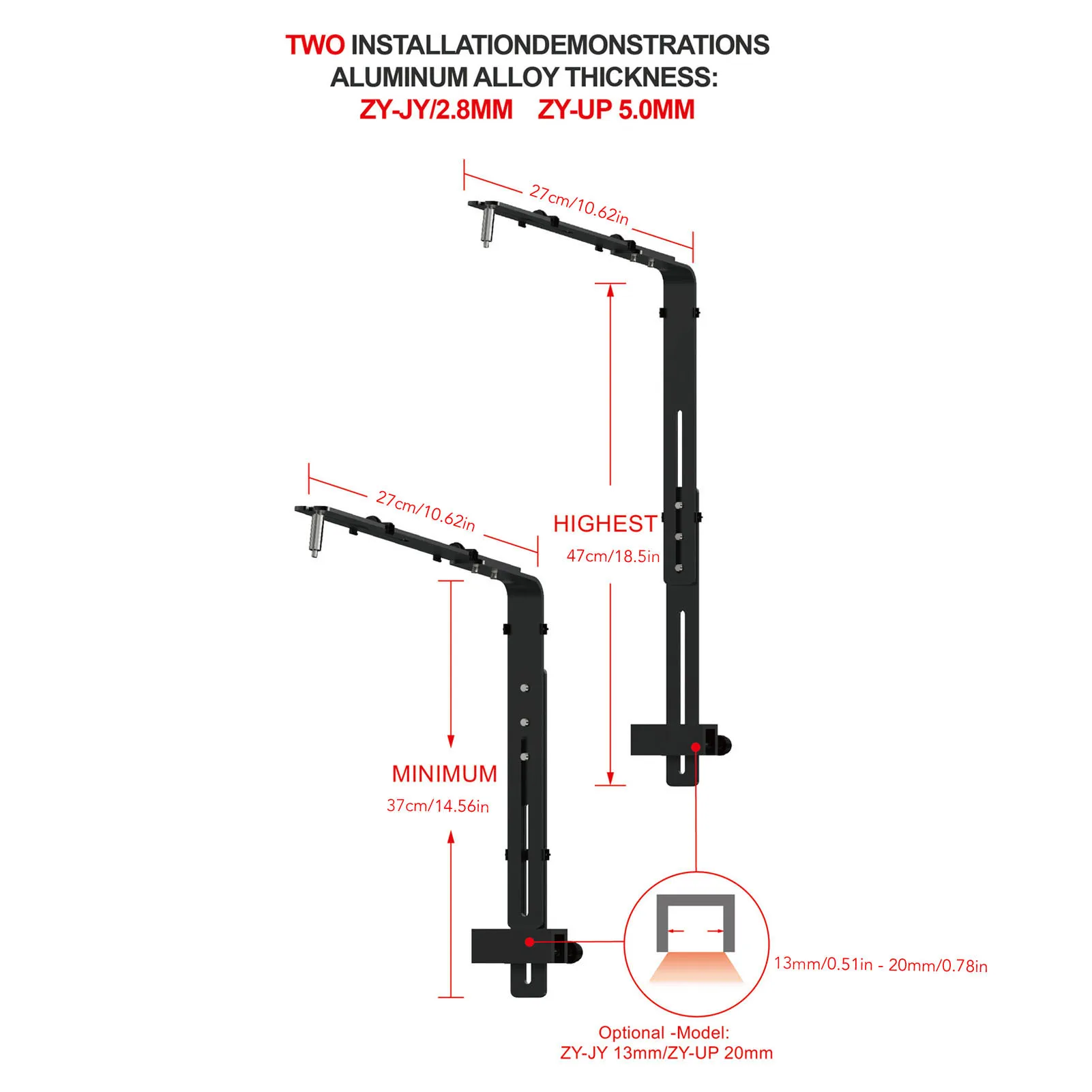 حامل ضوء حوض السمك، دعم مستقر، سهل التركيب، دعامة تعليق لخزان الأسماك من سبائك الألومنيوم #4