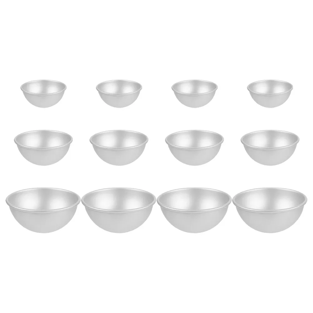 

12Pcs Hemisphere Cake Mold Aluminum Alloy Half Sphere Nonstick Baking Pan DIY Cake Mold for Dessert Craft Baking Projects