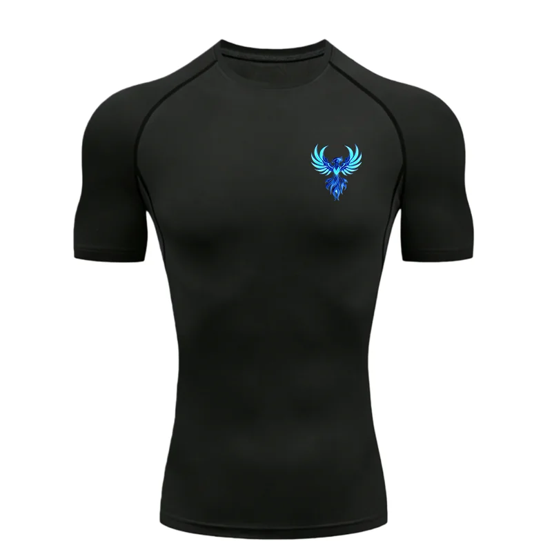 Phoenix-Muster Herren Sport-T-Shirt 2026 – Trainings-Fitness-Kompressions-Workout-T-Shirt, Rashguard-Oberteil, Kurzarm-Sportshirt