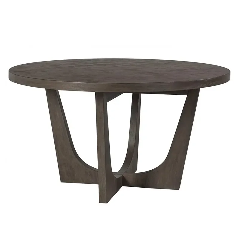 American solid wood dining table dining chair combination living room oak retro round dining table home six tables
