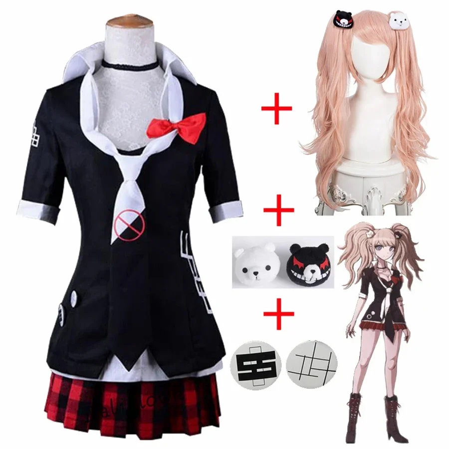 

Nouveau Danganronpa Cosplay Anime Junko Enoshima emboitment Inushio Kimuchi Happy Havoc Dangan Ronpa Cosplay Costume/perruque