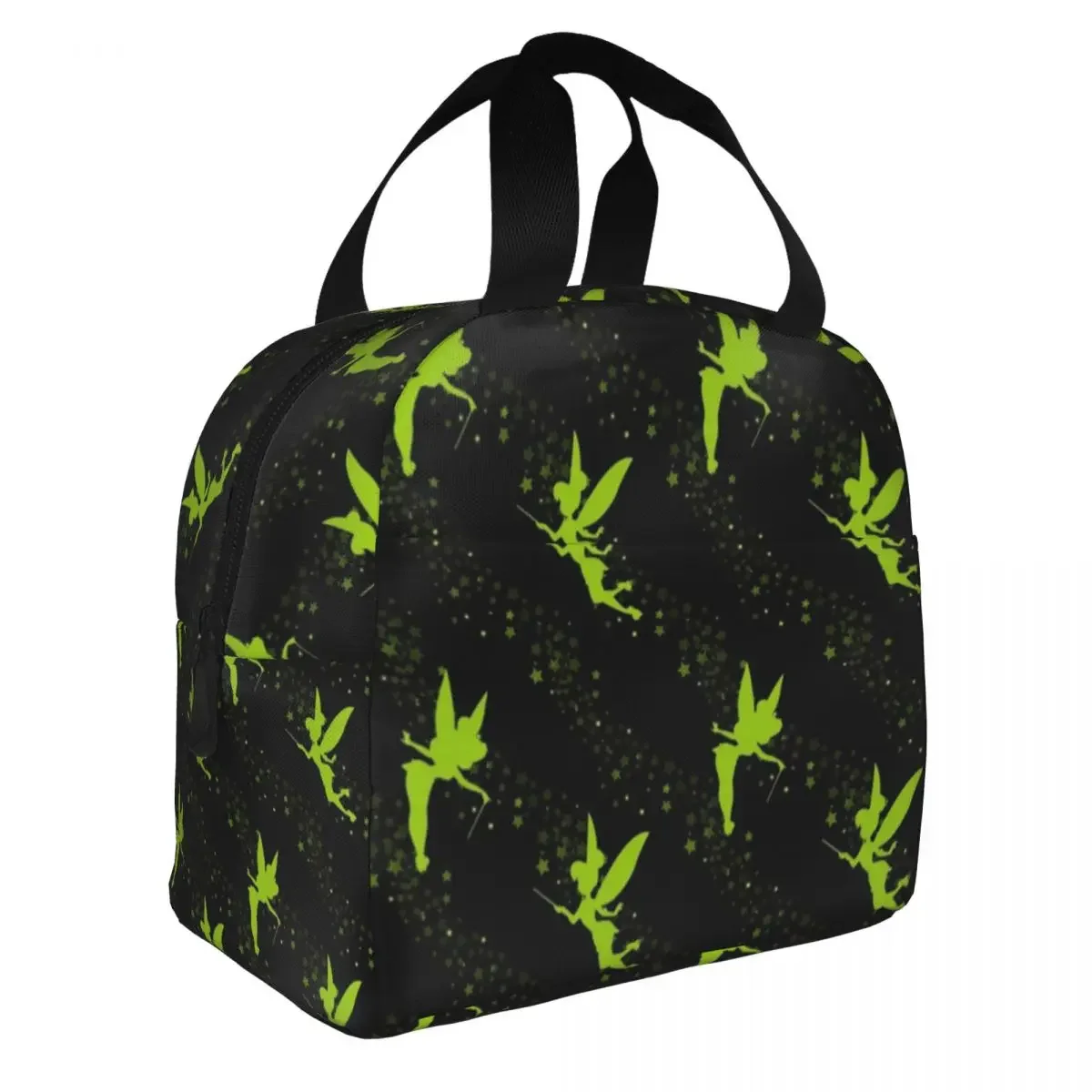 Peter Pan Tinkerbell Flying Green borsa termica per il pranzo borsa termica riutilizzabile grande Tote Lunch Box per uomo donna ufficio viaggi