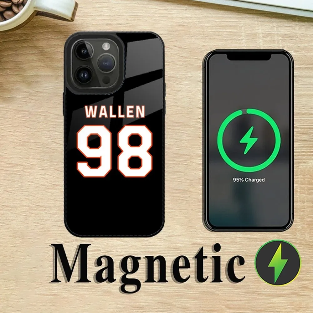 Magsafe-iPhone 16,15,14,13,12,11 plus,pro,max用の磁気ワイヤレス充電電話ケース,アメリカの歌手,m-morgan Wallen mini