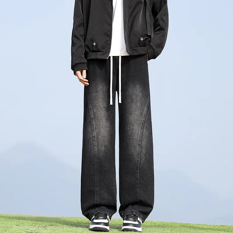 

Mens Jeans Man Pants Loose Fit Casual Trousers Straight Leg High Street American Style Spring Autumn New Trend