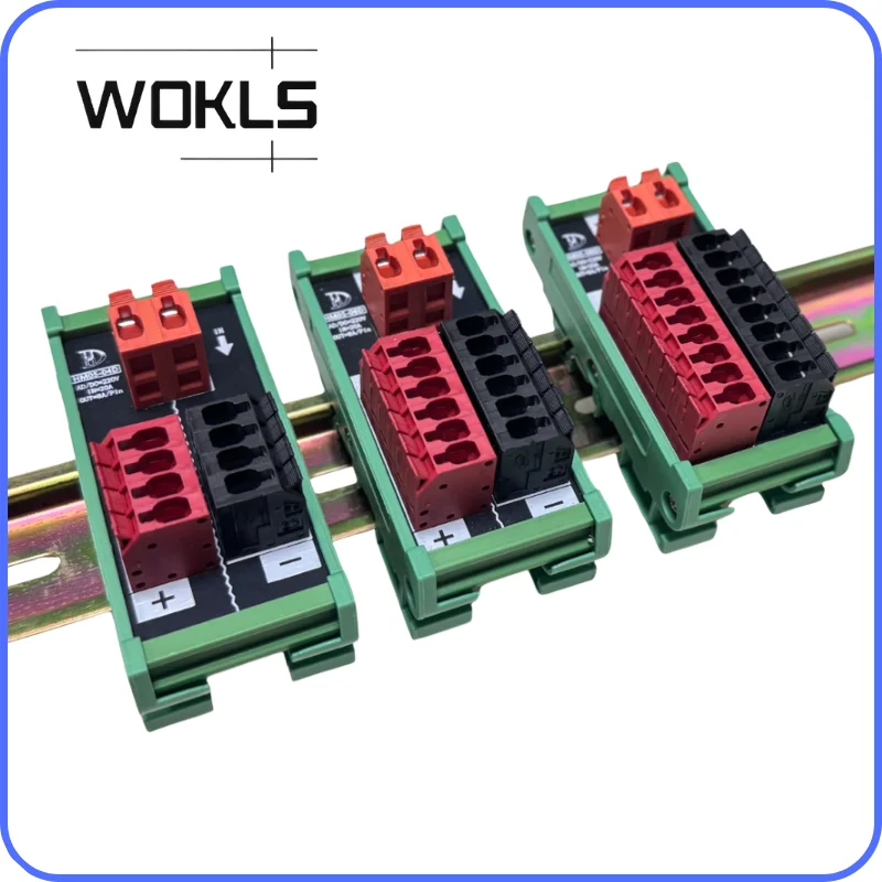 Din Rail Mount 1-In-4/6/8-Out Splitter Terminal Block Quick Plug AC DC Positive Negative Wiring Connector