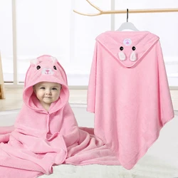 0-3Y Baby Shower Unisex Baby Bathrobe Flannel Cloak Cartoon Boy Girl Ultra-Soft Hooded Spa Robe Bath Towel Newborn Cover-Up