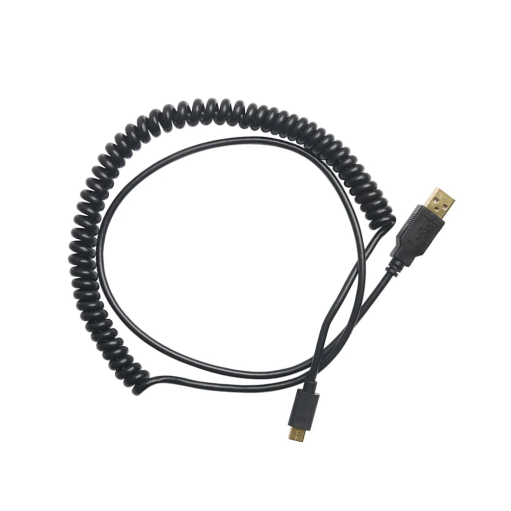 

1pc Bolded USB Cable Type C Keyboard Wire Coiled Compatible Fast Charging Cord Black Stretchable Easy Storage Wide